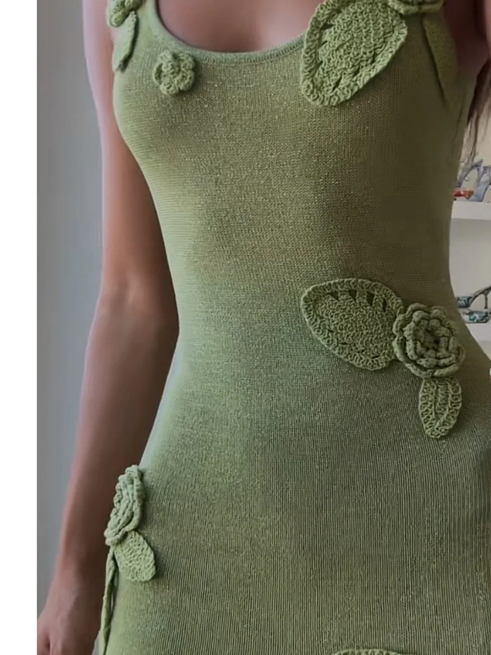 Olive Green Knit Maxi Dress - Picture 3 of 3